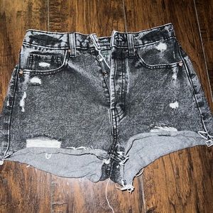 Black denim shorts